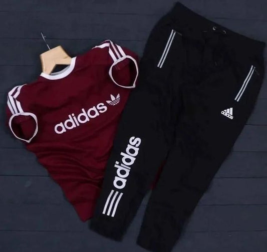 Adidas summer tracksuit (Maroon & Black)