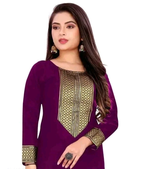 Stylish Women's Purple Straight Kurti with Golden Embroidery | Ethnic Wear for Festivals & Parties