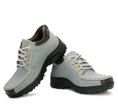 Premium Men's Casual Leather Lace-Up Shoes with Rugged Sole – Stylish & Durable Footwear