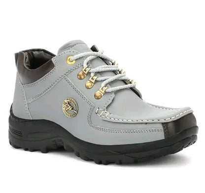 Premium Men's Casual Leather Lace-Up Shoes with Rugged Sole – Stylish & Durable Footwear